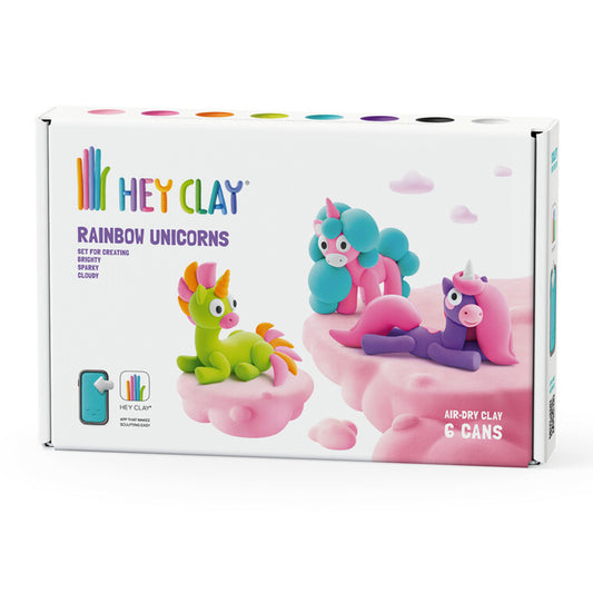 Hey Clay Rainbow Unicorns 6 Can Medium Set Air-Dry Clay E73735
