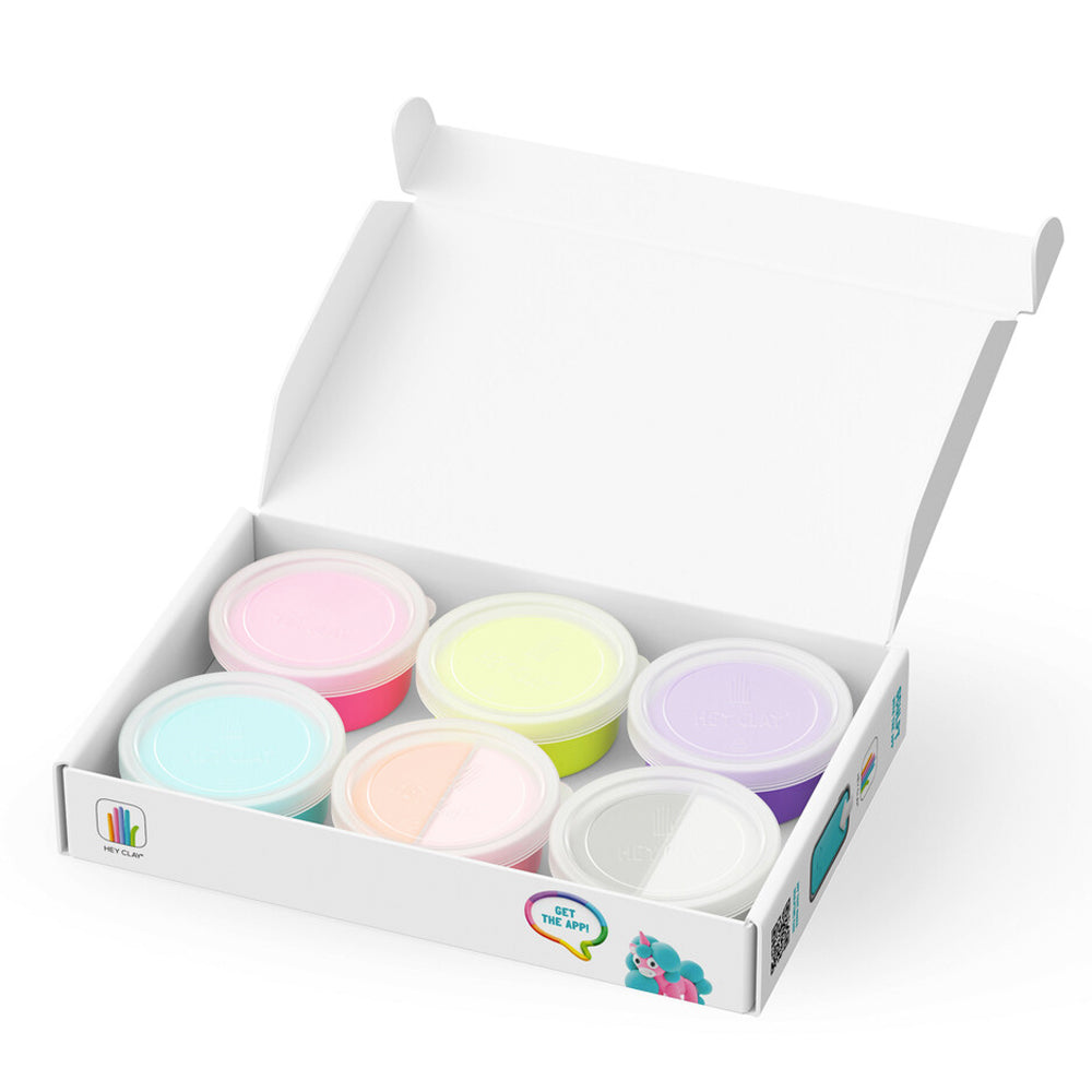 Hey Clay Rainbow Unicorns 6 Can Medium Set Air-Dry Clay E73735