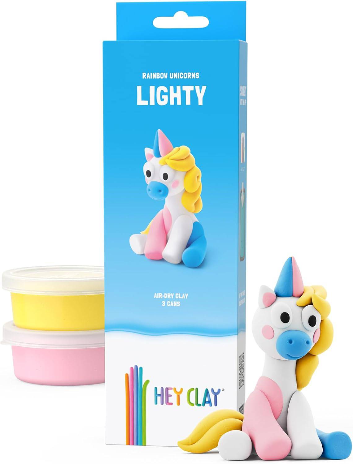 Hey Clay Rainbow Unicorns: Lighty - 3-Can Air Dry Clay Age 3+ E73743