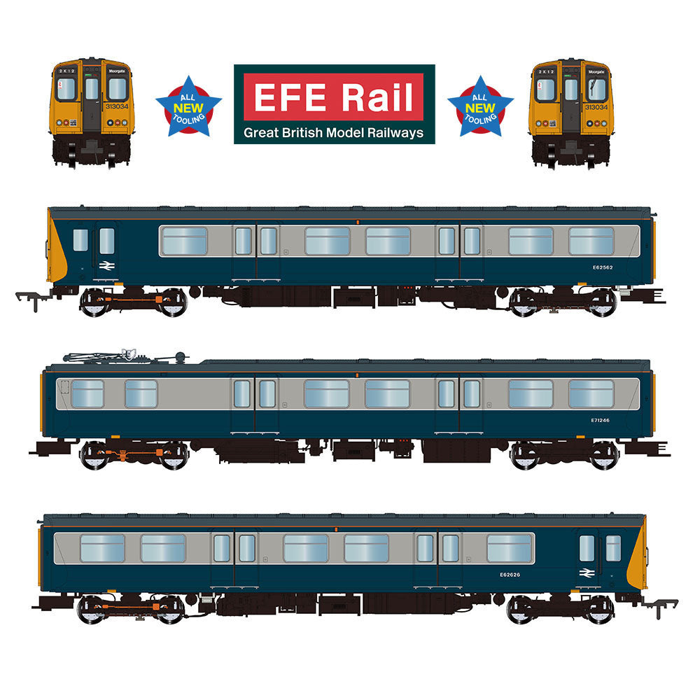 EFE Rail E81001 Class 313 3-Car EMU 313034 BR Blue & Grey OO Gauge
