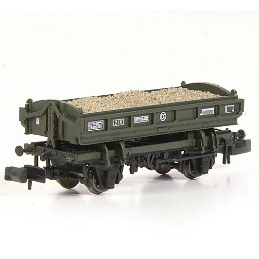 EFE E87537 N Gauge 14T 'Mermaid' Side Tipping Ballast Wagon BR Departmental Olive Green