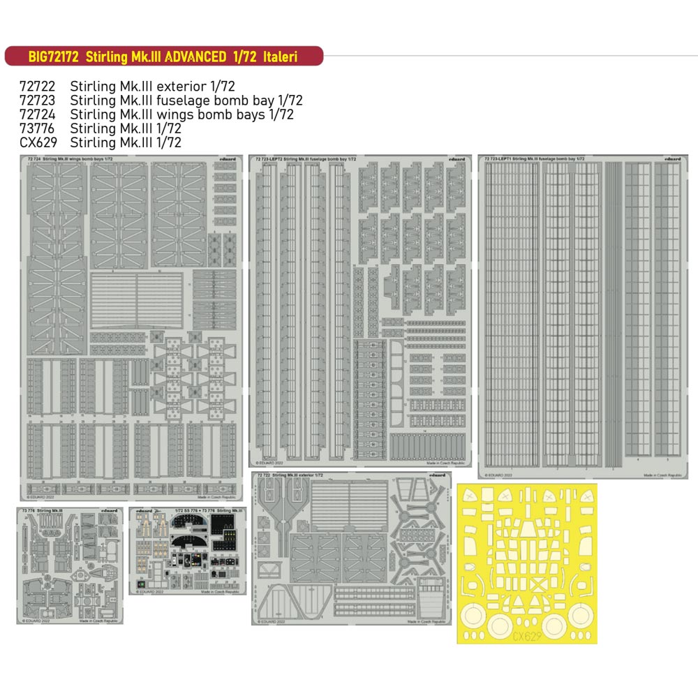 Eduard Big-Ed 72172 Stirling MkIII Advanced Set Italeri 1462 1:72 Decal Etch Set