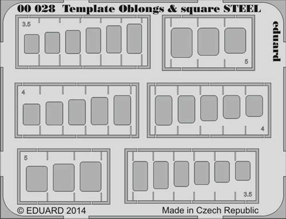 Eduard 00028 Etched Aircraft Detailling Set Multi Scale Template oblongs & squar