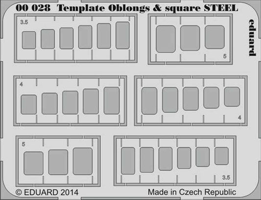 Eduard 00028 Etched Aircraft Detailling Set Multi Scale Template oblongs & squar