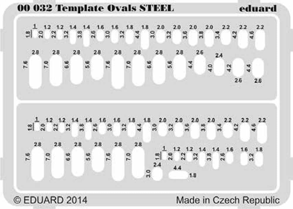 Eduard 00032 Etched Aircraft Detailling Set Multi Scale Template ovals Steel