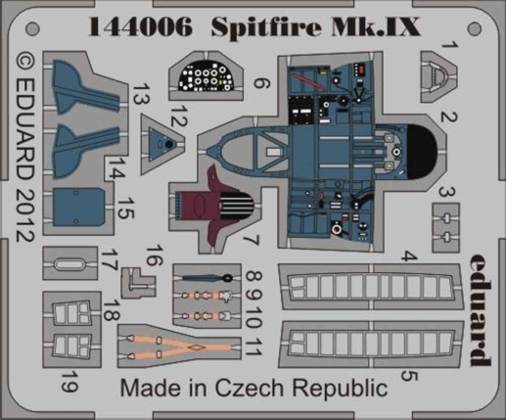 Eduard 144006 Etched Aircraft Detailling Set 1:144 Supermarine Spitfire Mk.IXc/M