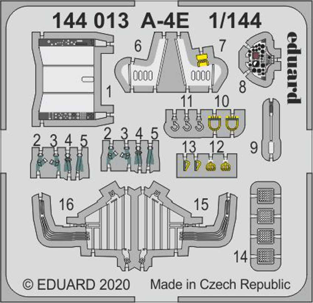 Eduard 144013 Etched Aircraft Detailling Set 1:144 Douglas A-4E Skyhawk