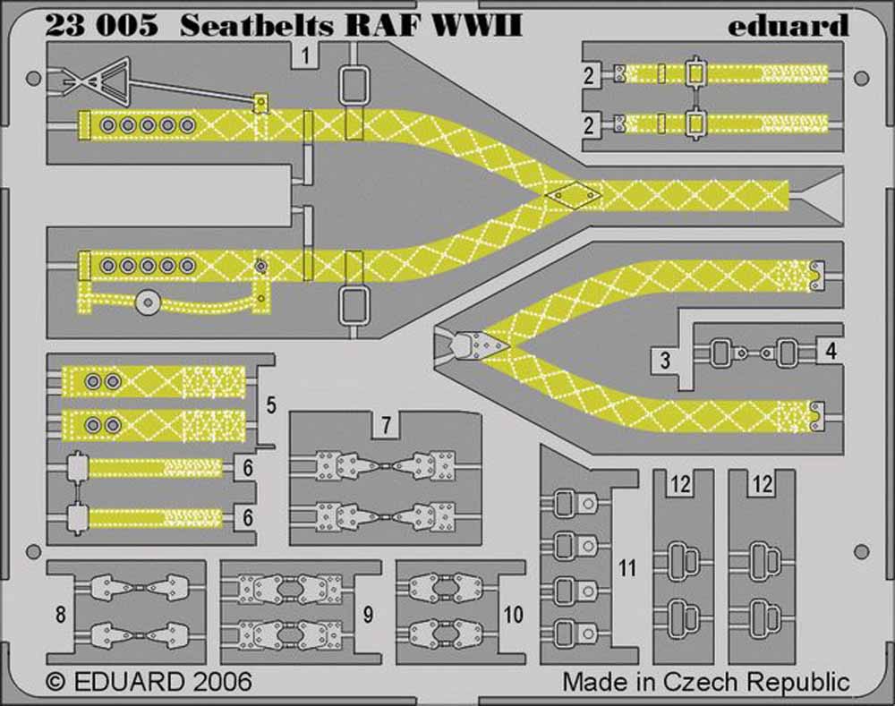 Eduard 23005 Etched Aircraft Detailling Set 1:24 RAF WWII seatbelts early versio