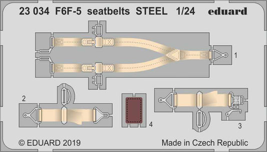 Eduard 23034 Etched Aircraft Detailling Set 1:24 Grumman F6F-5 Hellcat seatbelts