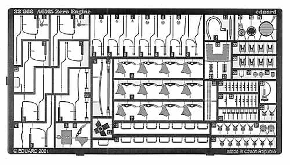 Eduard 32066 Etched Aircraft Detailling Set 1:32 Mitsubishi A6M5 'Zero' engine d