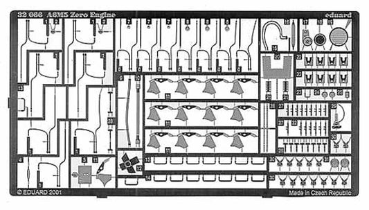 Eduard 32066 Etched Aircraft Detailling Set 1:32 Mitsubishi A6M5 'Zero' engine d