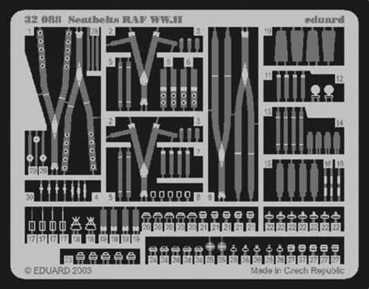 Eduard 32088 Etched Aircraft Detailling Set 1:32 seatbelts RAF WWII