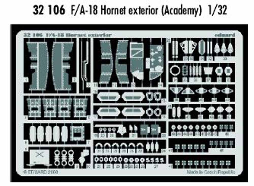 Eduard 32106 Etched Aircraft Detailling Set 1:32 McDonnell-Douglas F/A-18 Hornet