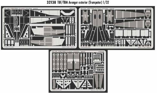 Eduard 32138 Etched Aircraft Detailling Set 1:32 Grumman TBF-1/TBM-3 Avenger ext