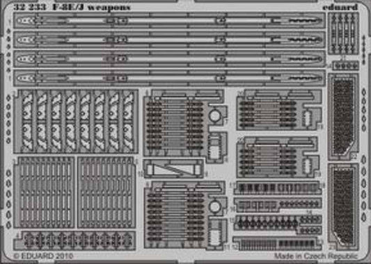 Eduard 32233 Etched Aircraft Detailling Set 1:32 Vought F-8E/F-8J Crusaders weap