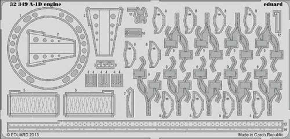 Eduard 32349 Etched Aircraft Detailling Set 1:32 Douglas A-1D Skyraider engine