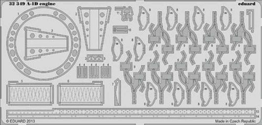 Eduard 32349 Etched Aircraft Detailling Set 1:32 Douglas A-1D Skyraider engine