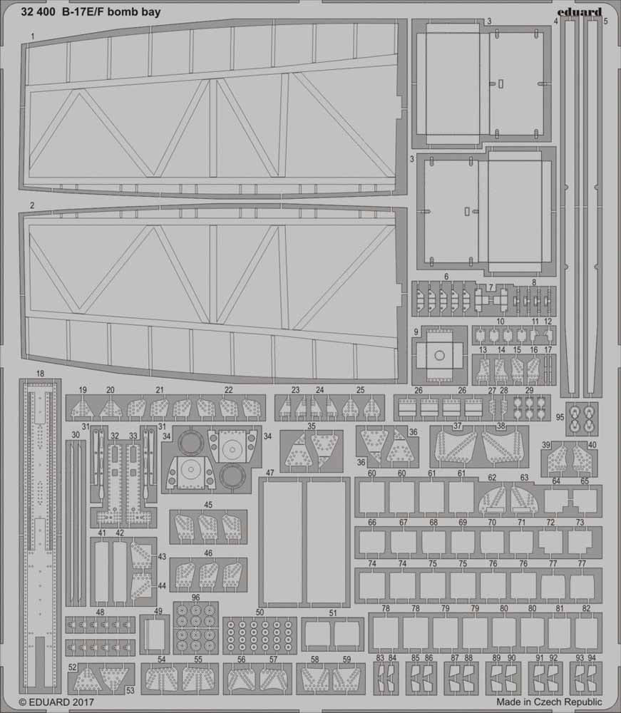 Eduard 32400 Etched Aircraft Detailling Set 1:32 Boeing B-17E/F Flying Fortress