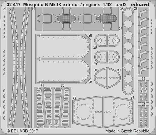 Eduard 32417 Etched Aircraft Detailling Set 1:32 de Havilland Mosquito B Mk.IX/X
