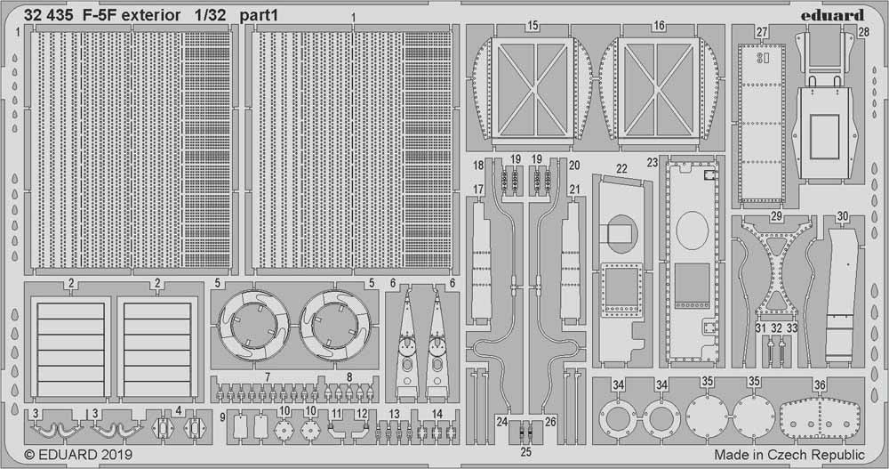 Eduard 32435 Etched Aircraft Detailling Set 1:32 Northrop F-5F Tiger exterior
