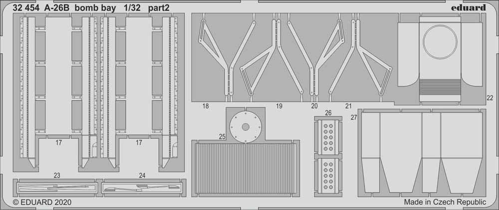 Eduard 32454 Etched Aircraft Detailling Set 1:32 Douglas A-26B Invader bomb bay