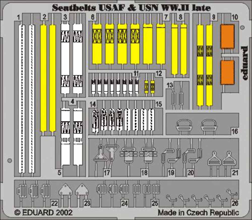 Eduard 32506 Etched Aircraft Detailling Set 1:32 seatbelts USAF and USN WWII Pre