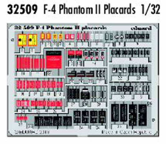 Eduard 32509 Etched Aircraft Detailling Set 1:32 McDonnell F-4 Phantom placards