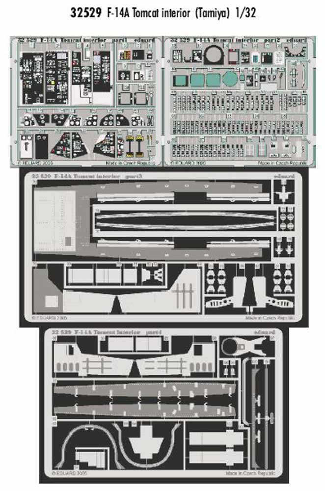 Eduard 32529 Etched Aircraft Detailling Set 1:32 Grumman F-14A Tomcat interior P