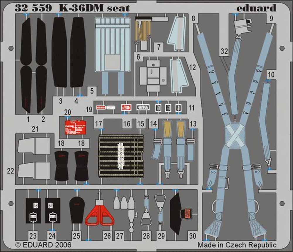 Eduard 32559 Etched Aircraft Detailling Set 1:32 Mikoyan MiG-29 'Fulcrum' K-36DM