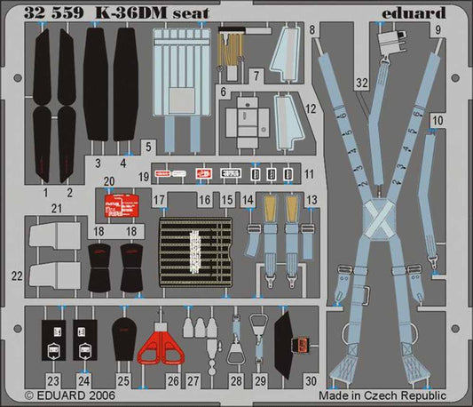 Eduard 32559 Etched Aircraft Detailling Set 1:32 Mikoyan MiG-29 'Fulcrum' K-36DM