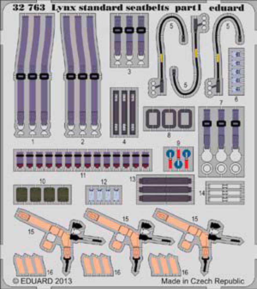 Eduard 32763 Etched Aircraft Detailling Set 1:32 Westland Lynx Mk.88 seatbelts