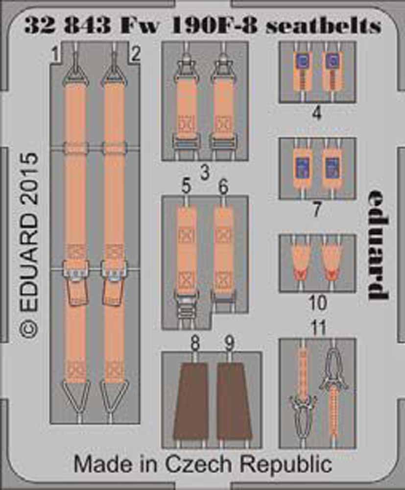 Eduard 32843 Etched Aircraft Detailling Set 1:32 Focke-Wulf Fw-190F-8 seatbelts