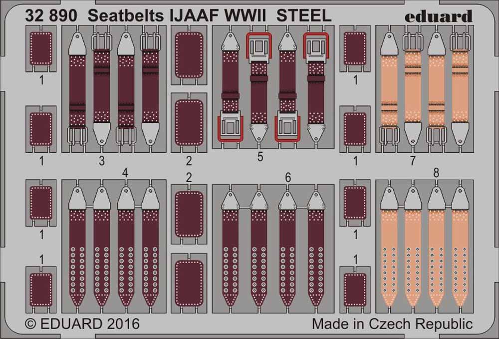 Eduard 32890 Etched Aircraft Detailling Set 1:32 seatbelts IJAAF WWII Steel