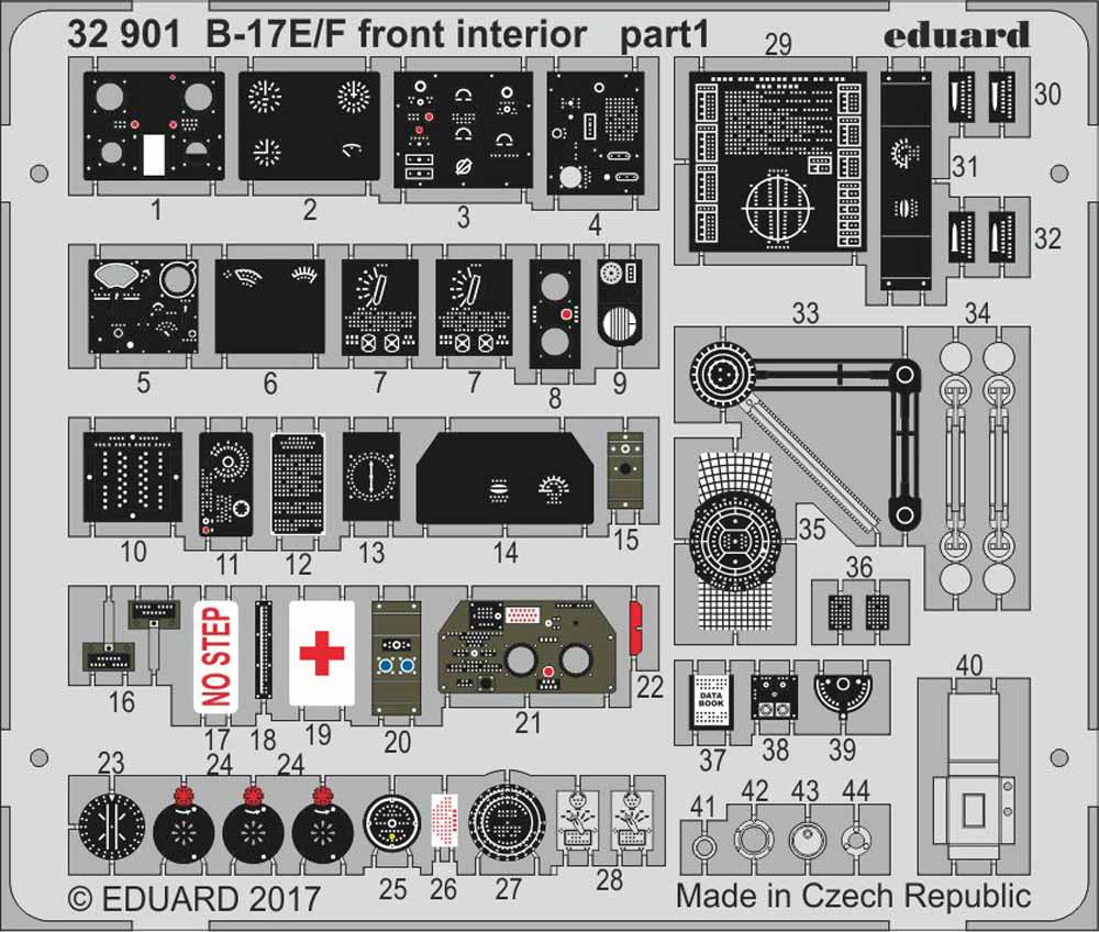 Eduard 32901 Etched Aircraft Detailling Set 1:32 Boeing B-17E/F front interior