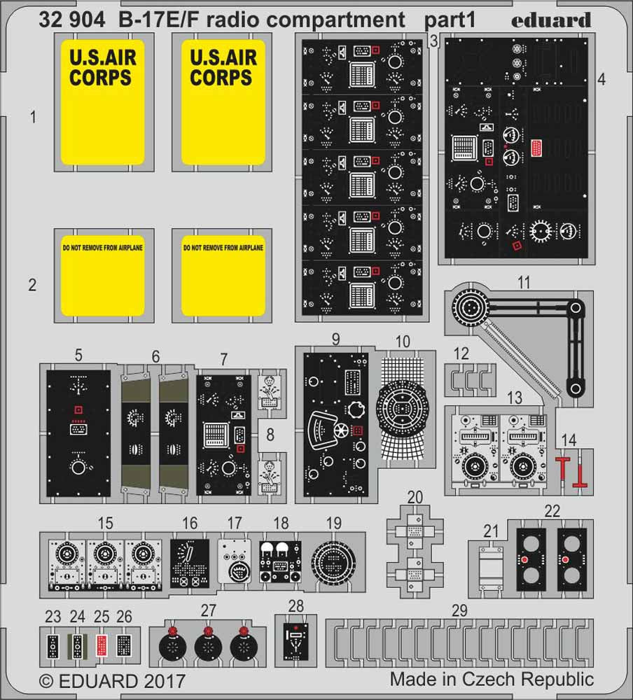 Eduard 32904 Etched Aircraft Detailling Set 1:32 Boeing B-17E/F radio compartmen