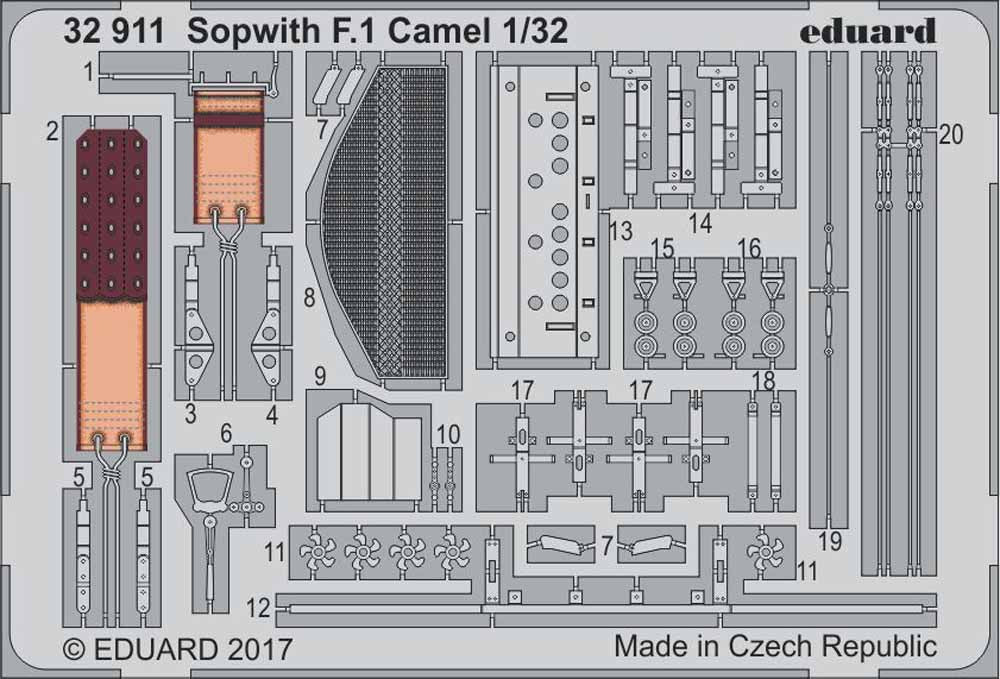Eduard 32911 Etched Aircraft Detailling Set 1:32 Sopwith F.1 Camel