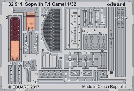 Eduard 32911 Etched Aircraft Detailling Set 1:32 Sopwith F.1 Camel