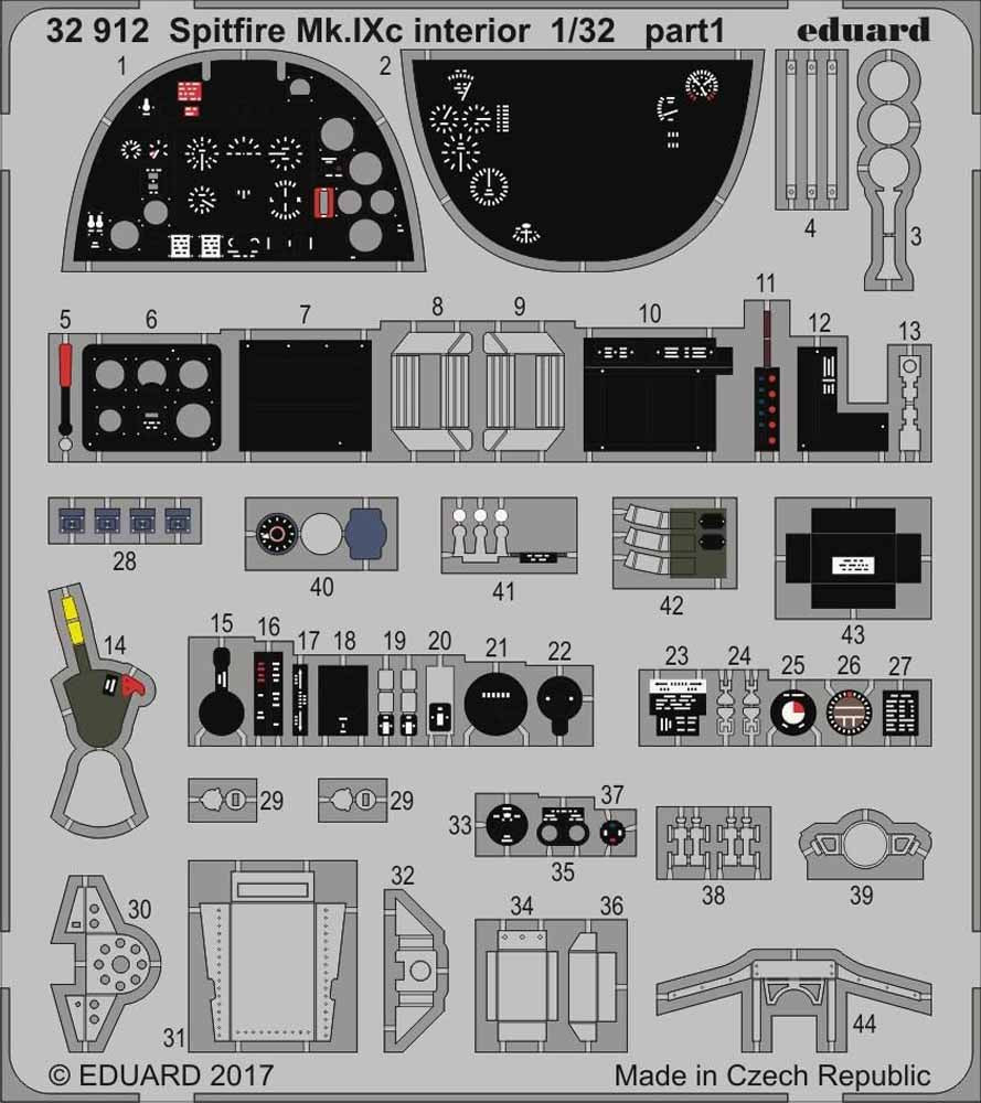 Eduard 32912 Etched Aircraft Detailling Set 1:32 Supermarine Spitfire Mk.IXc int