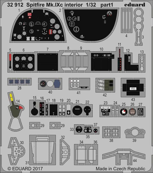 Eduard 32912 Etched Aircraft Detailling Set 1:32 Supermarine Spitfire Mk.IXc int