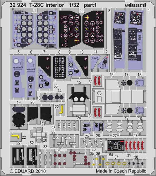 Eduard 32924 Etched Aircraft Detailling Set 1:32 North-American T-28C Trojan int