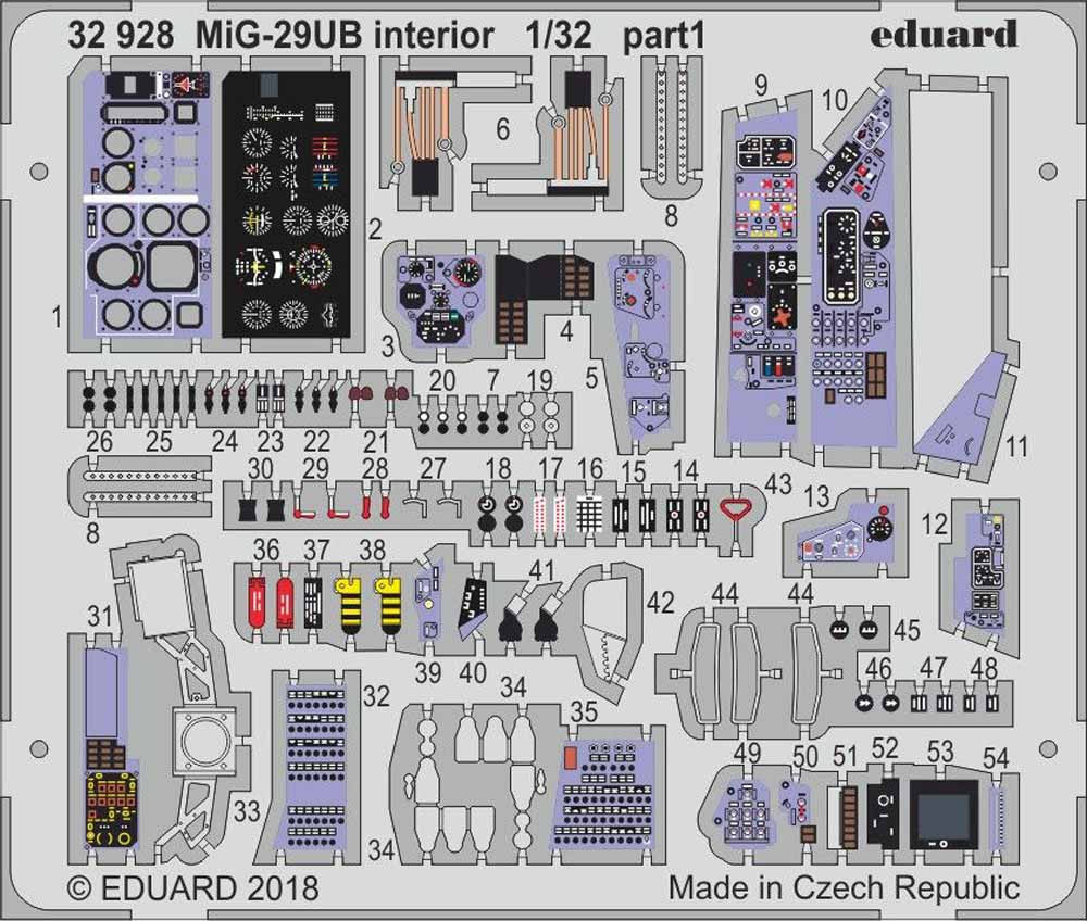 Eduard 32928 Etched Aircraft Detailling Set 1:32 Mikoyan MiG-29UB 'Fulcrum' inte