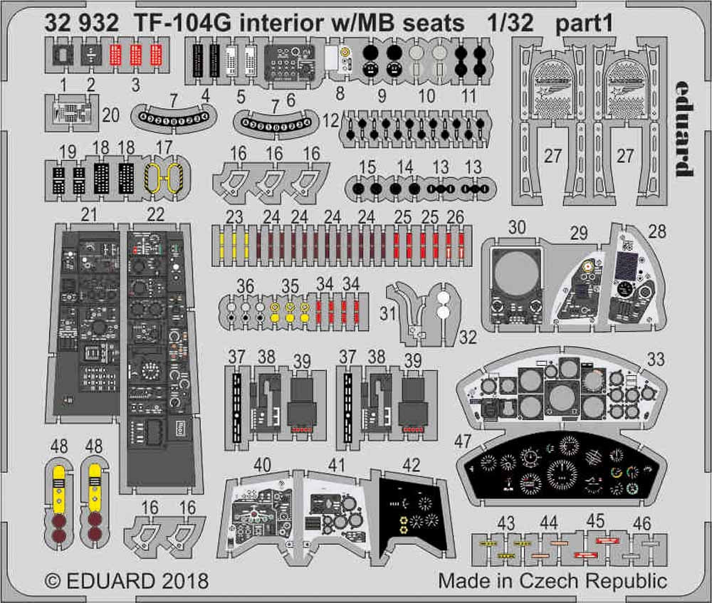 Eduard 32932 Etched Aircraft Detailling Set 1:32 Lockheed TF-104G Starfighter in