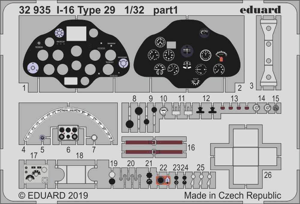 Eduard 32935 Etched Aircraft Detailling Set 1:32 Polikarpov I-16 type 29