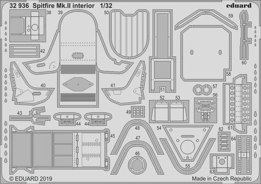 Eduard 32936 Etched Aircraft Detailling Set 1:32 Supermarine Spitfire Mk.IIa int