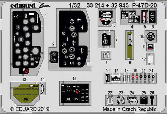 Eduard 32943 Etched Aircraft Detailling Set 1:32 Republic P-47D-20 Thunderbolt i
