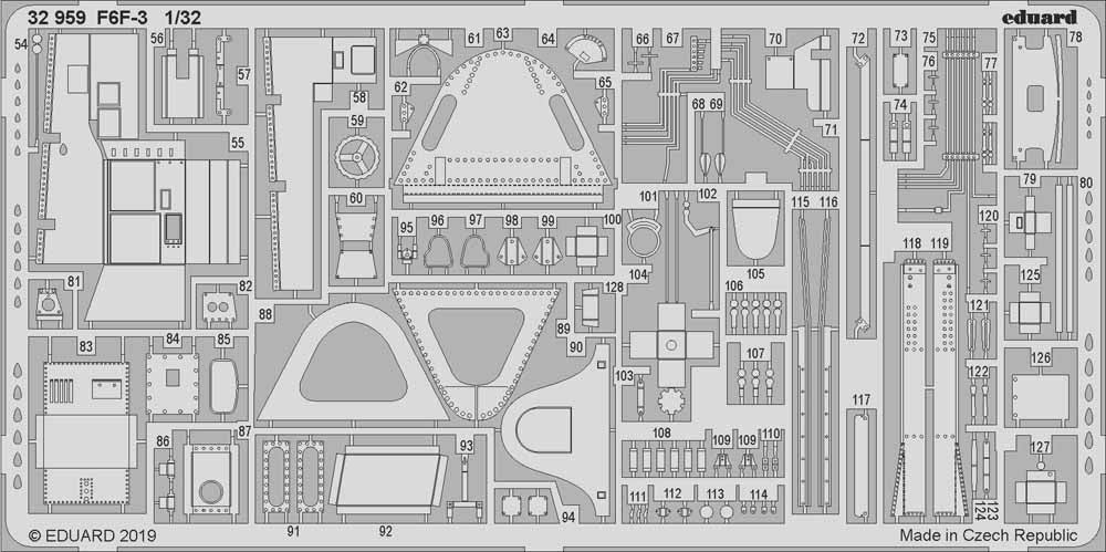 Eduard 32959 Etched Aircraft Detailling Set 1:32 Grumman F6F-3 Hellcat