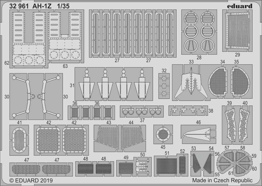 Eduard 32961 Etched Aircraft Detailling Set 1:35 Bell AH-1Z Shark Mouth Shark Mo