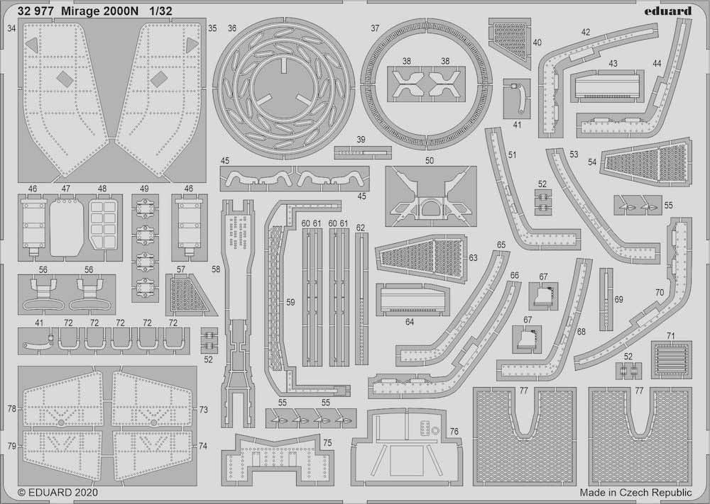 Eduard 32977 Etched Aircraft Detailling Set 1:32 Dassault Mirage 2000N