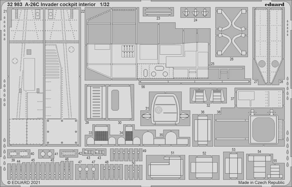 Eduard 32983 Etched Aircraft Detailling Set 1:32 Douglas A-26C Invader cockpit i