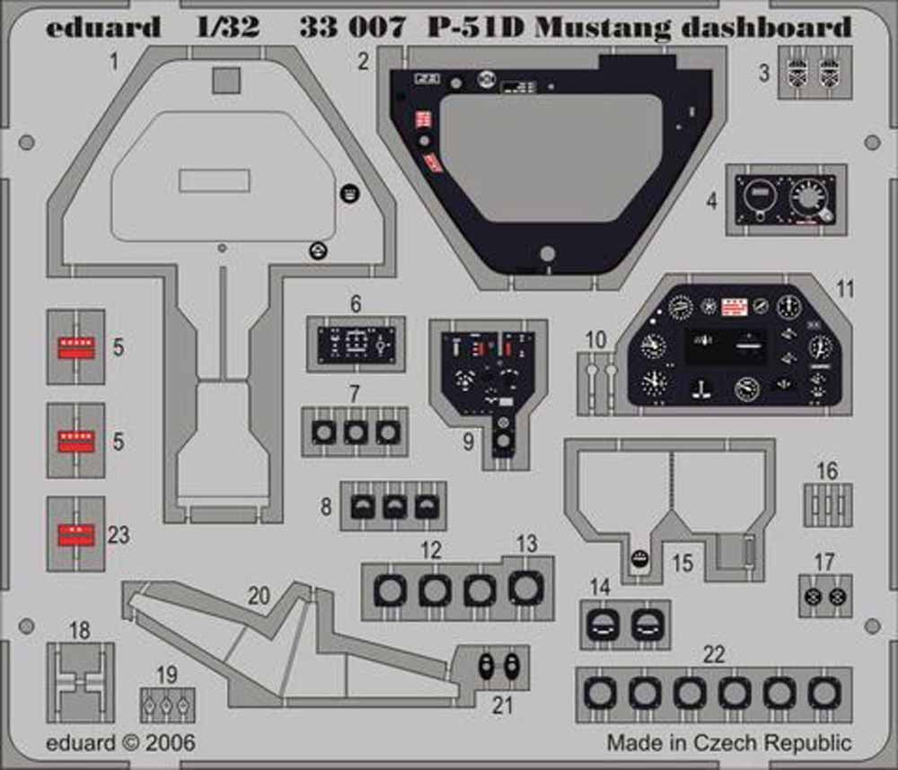 Eduard 33007 Etched Aircraft Detailling Set 1:32 North-American P-51D Mustang in